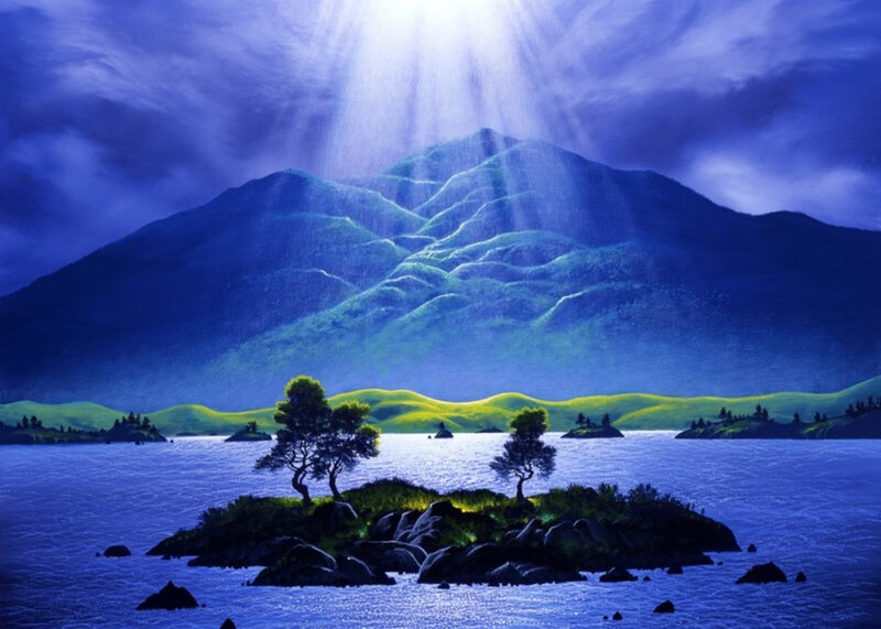 Island with Trees — Blue, Dramatic