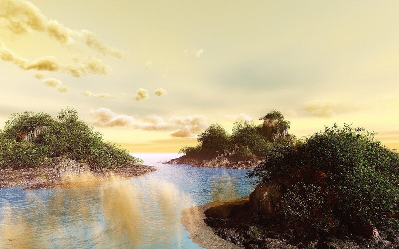Island with Tropical Trees