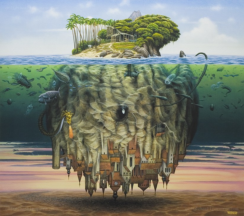 Island with Underwater City