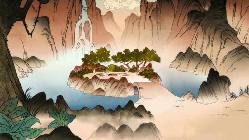 Island with Waterfall — Blue, Serene, Anime