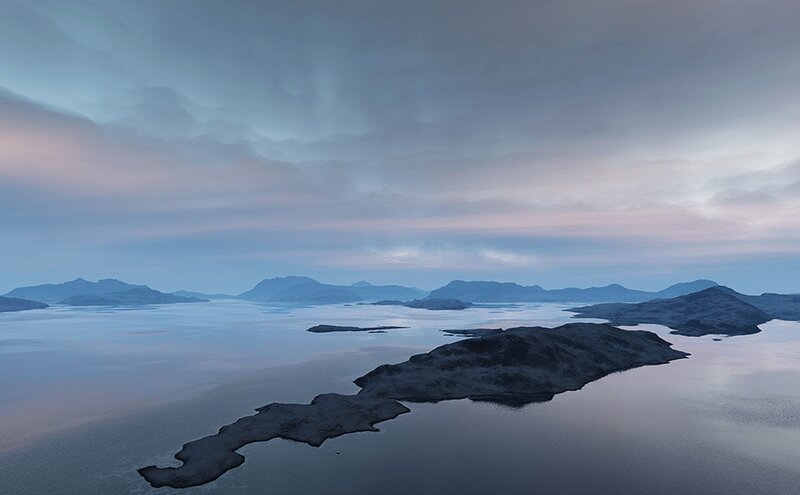 Islands at dusk