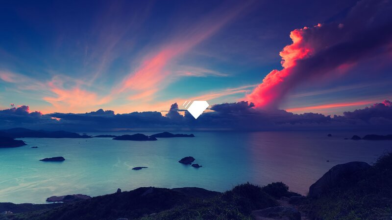 Islands at Sunset — Blue, Dramatic, Photograph