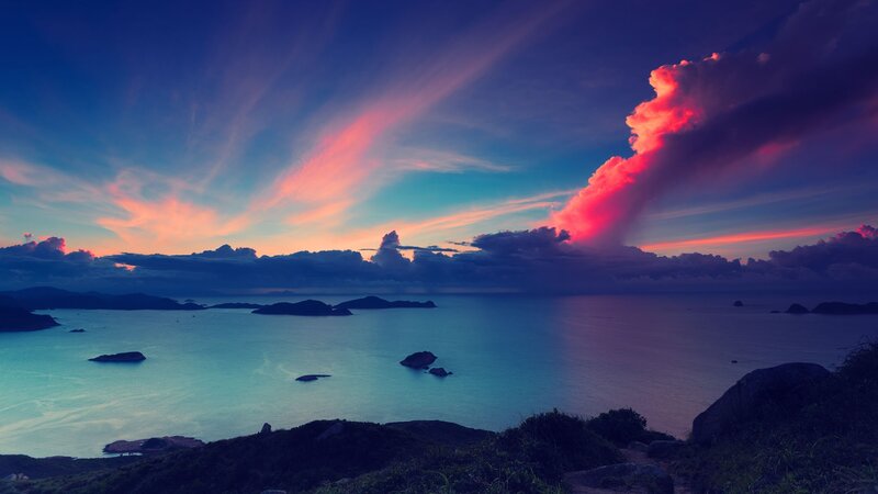 Islands at Sunset — Blue, Dramatic