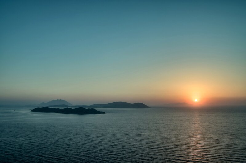 Islands at Sunset — Blue, Serene