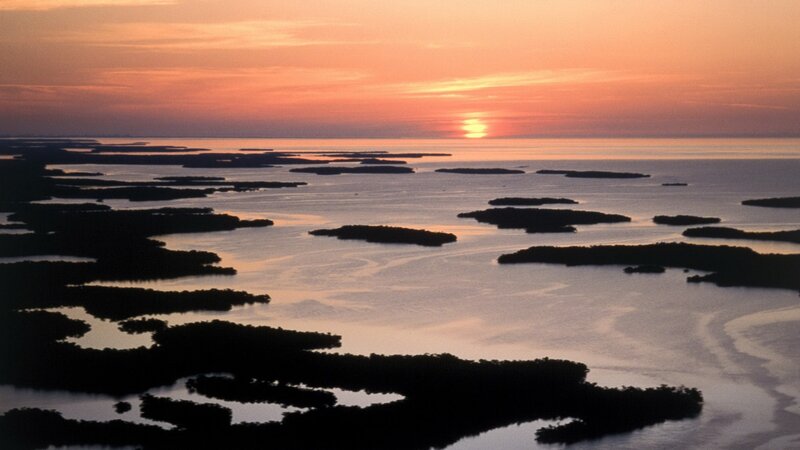 Islands at Sunset — Orange, Serene, Photograph