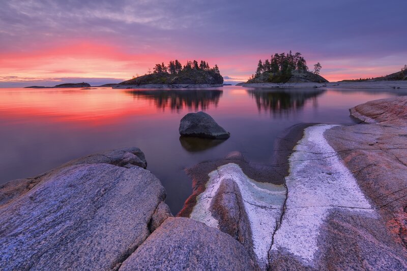 Islands at Sunset — Red