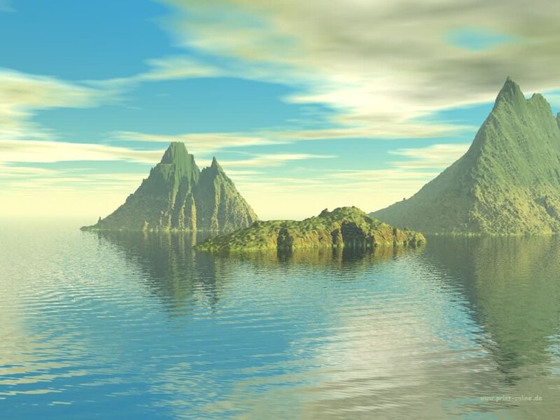 Islands in Calm Water — Blue, Serene