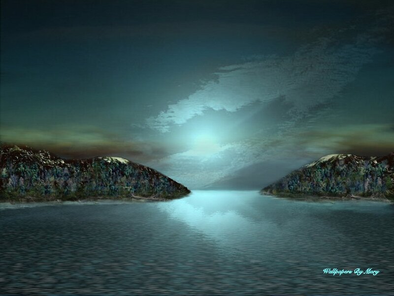 Islands in Calm Water — Blue
