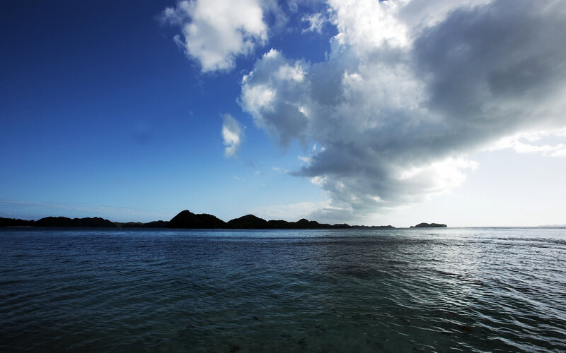 Islands under a cloudy sky