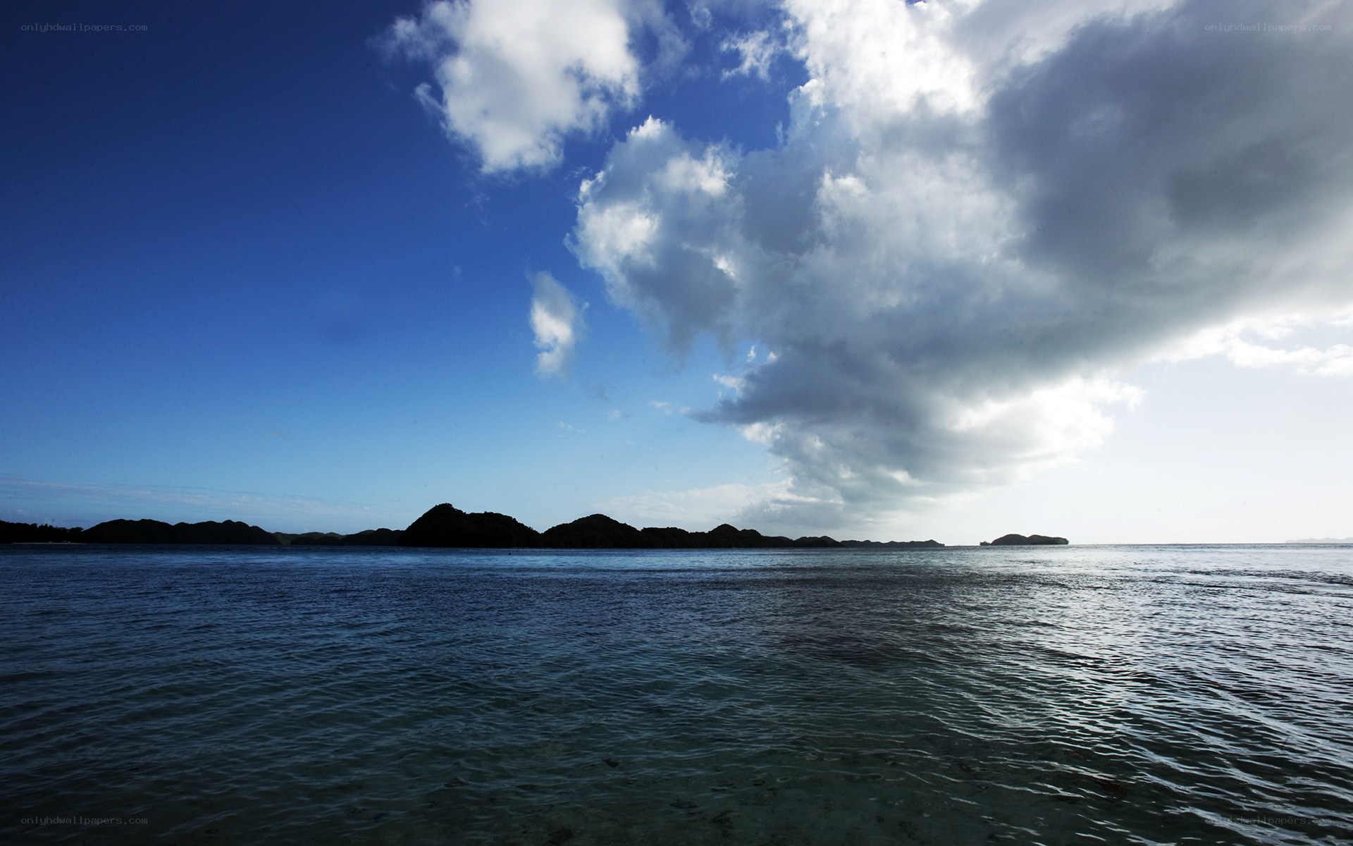 Islands under a cloudy sky