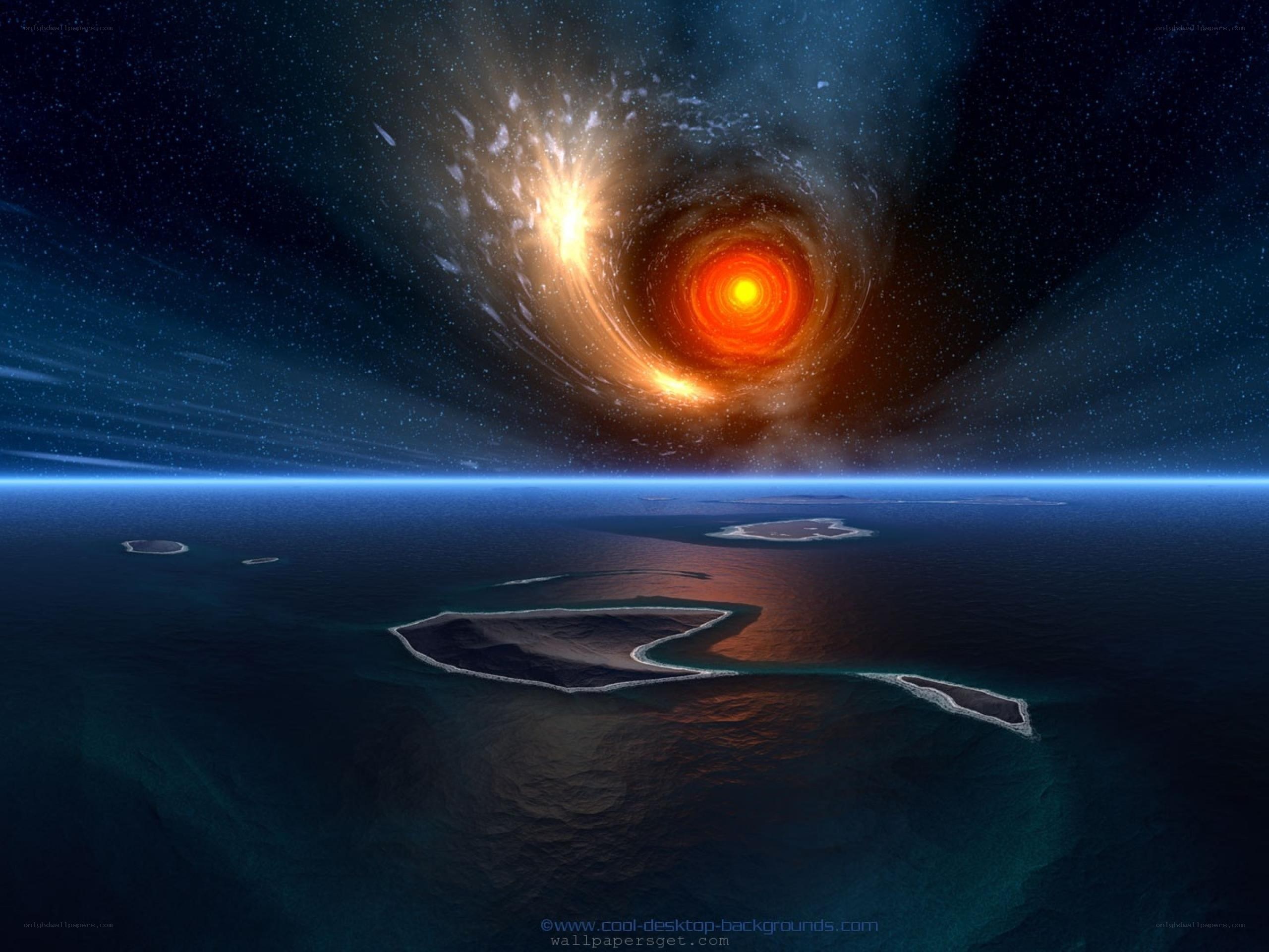 Islands under a cosmic vortex