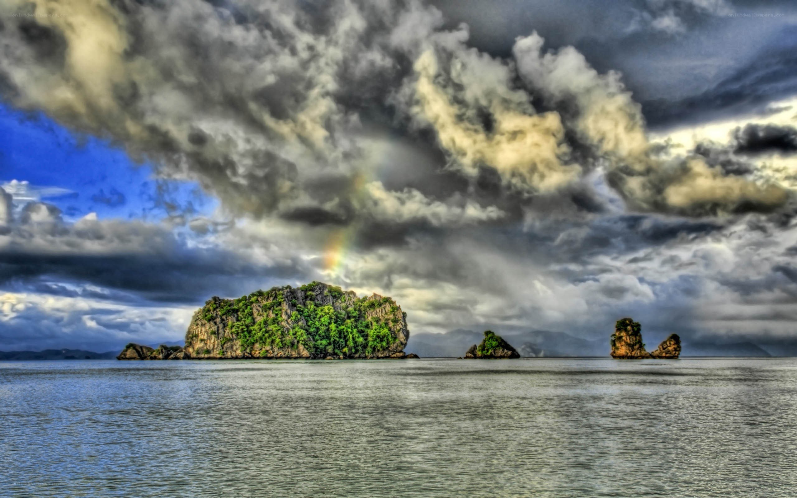 Islands under stormy sky
