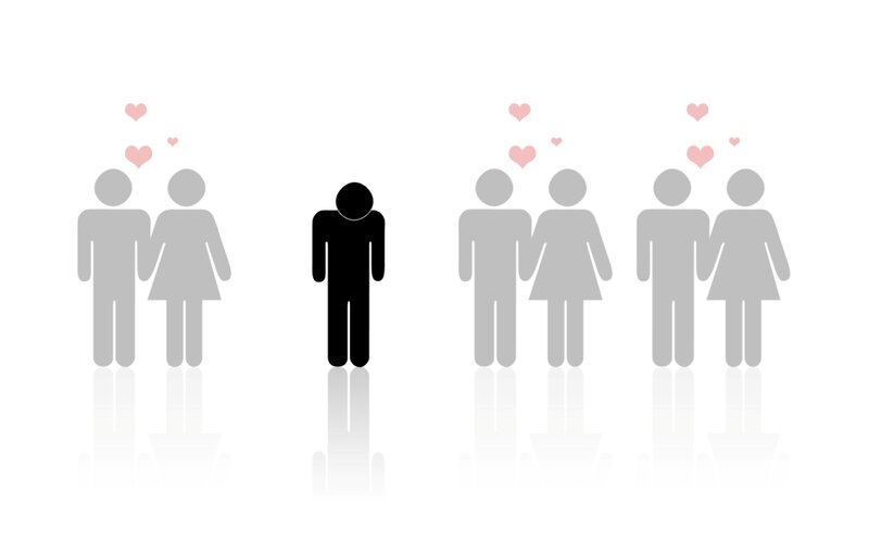 Isolated Figure Surrounded by Couples