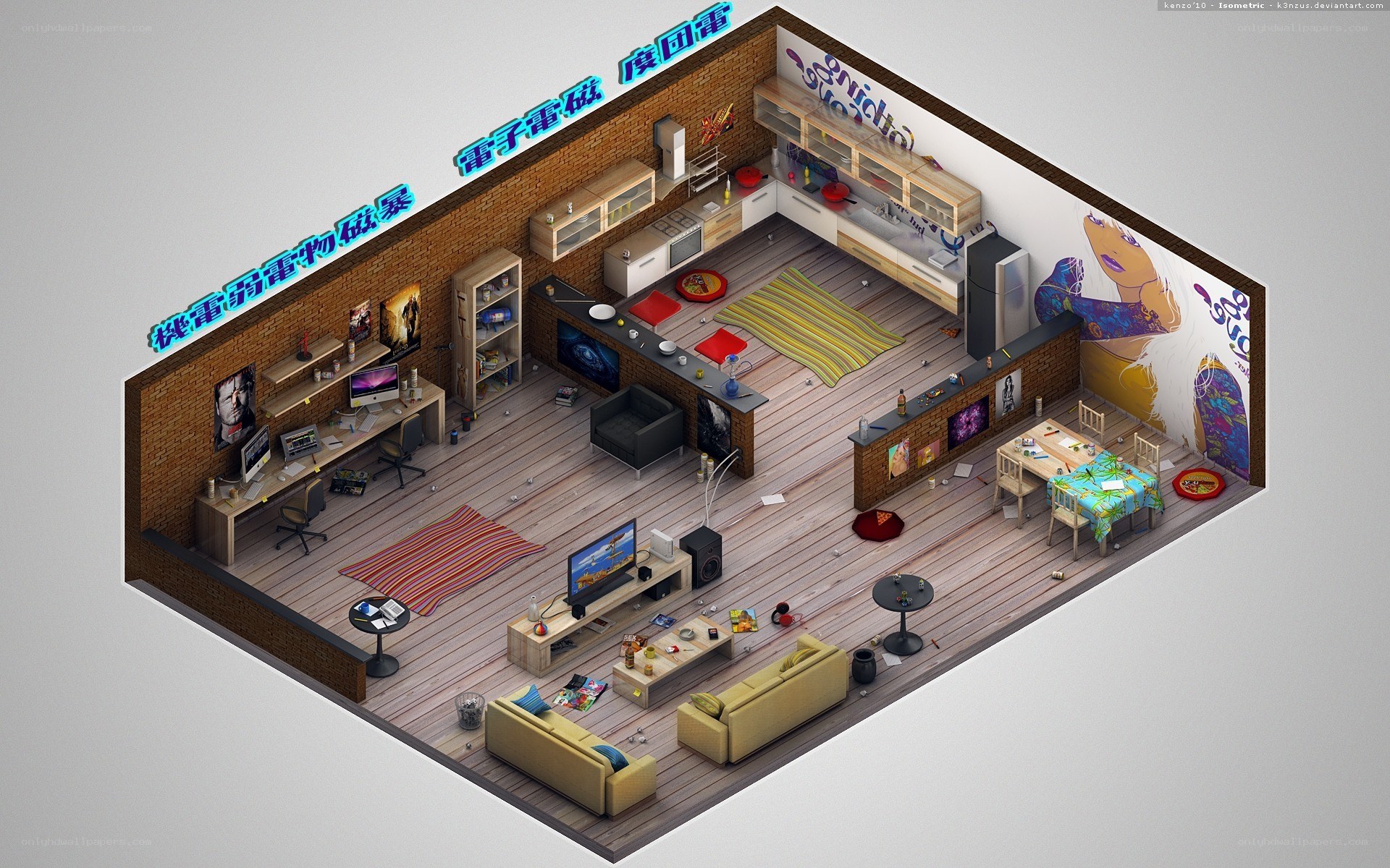 Isometric apartment interior