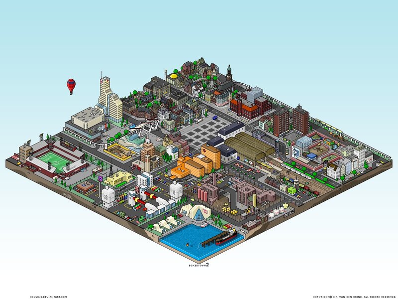 Isometric city map