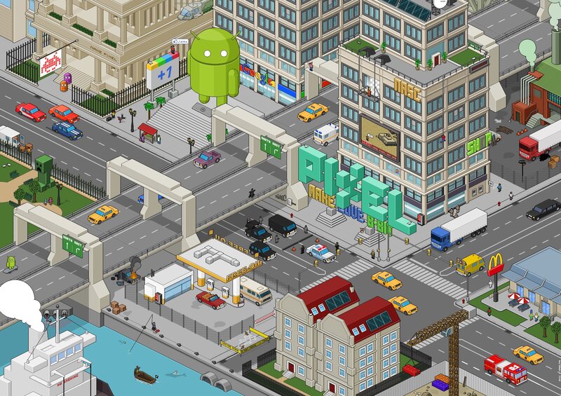 Isometric City Scene — Green