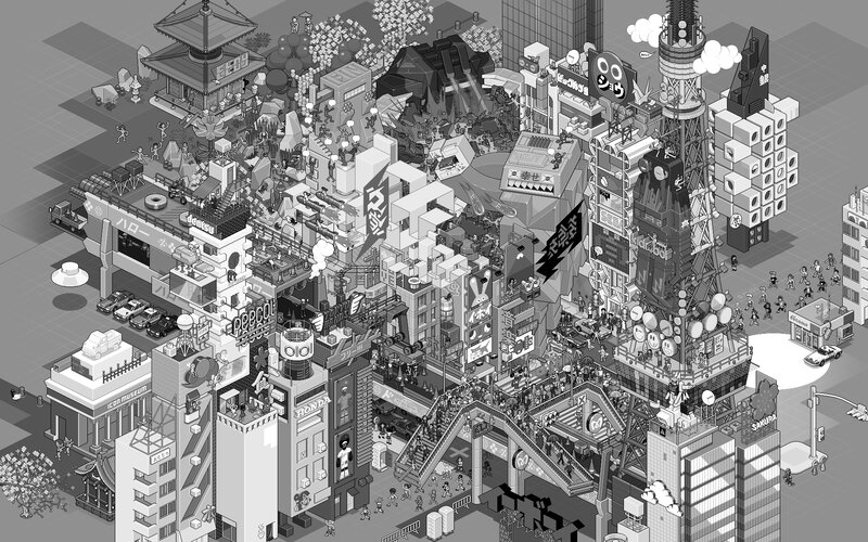 Isometric Cityscape — Black