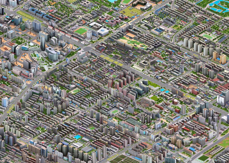 Isometric cityscape model