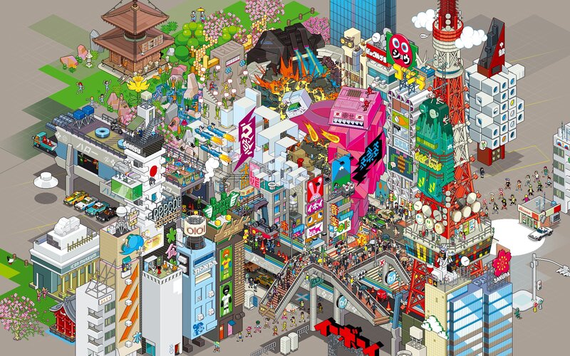 Isometric Cityscape — Pink