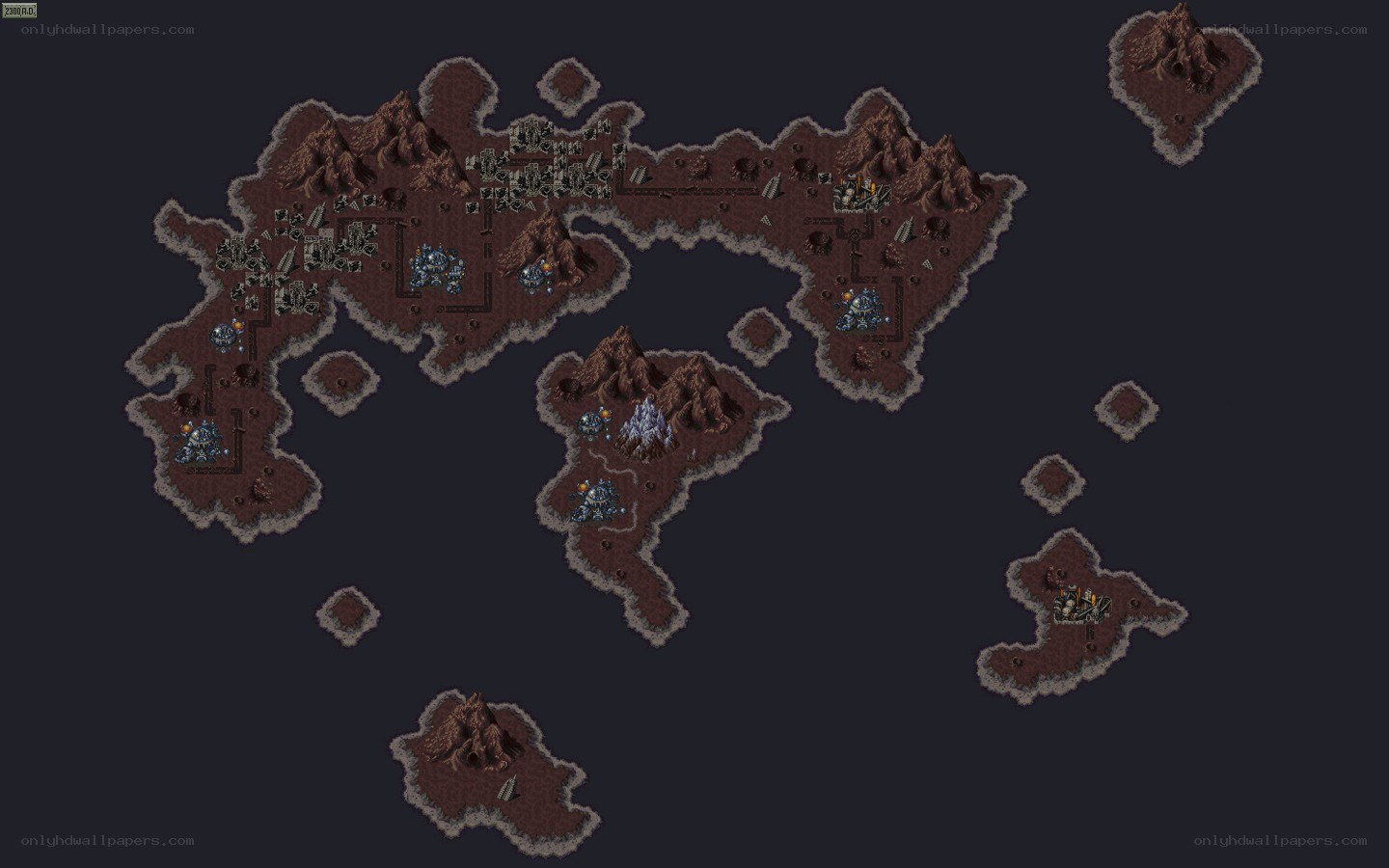 isometric game map of alien world