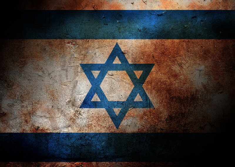 Israeli Flag on Textured Surface — Blue