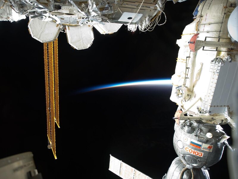 ISS and Earth from space
