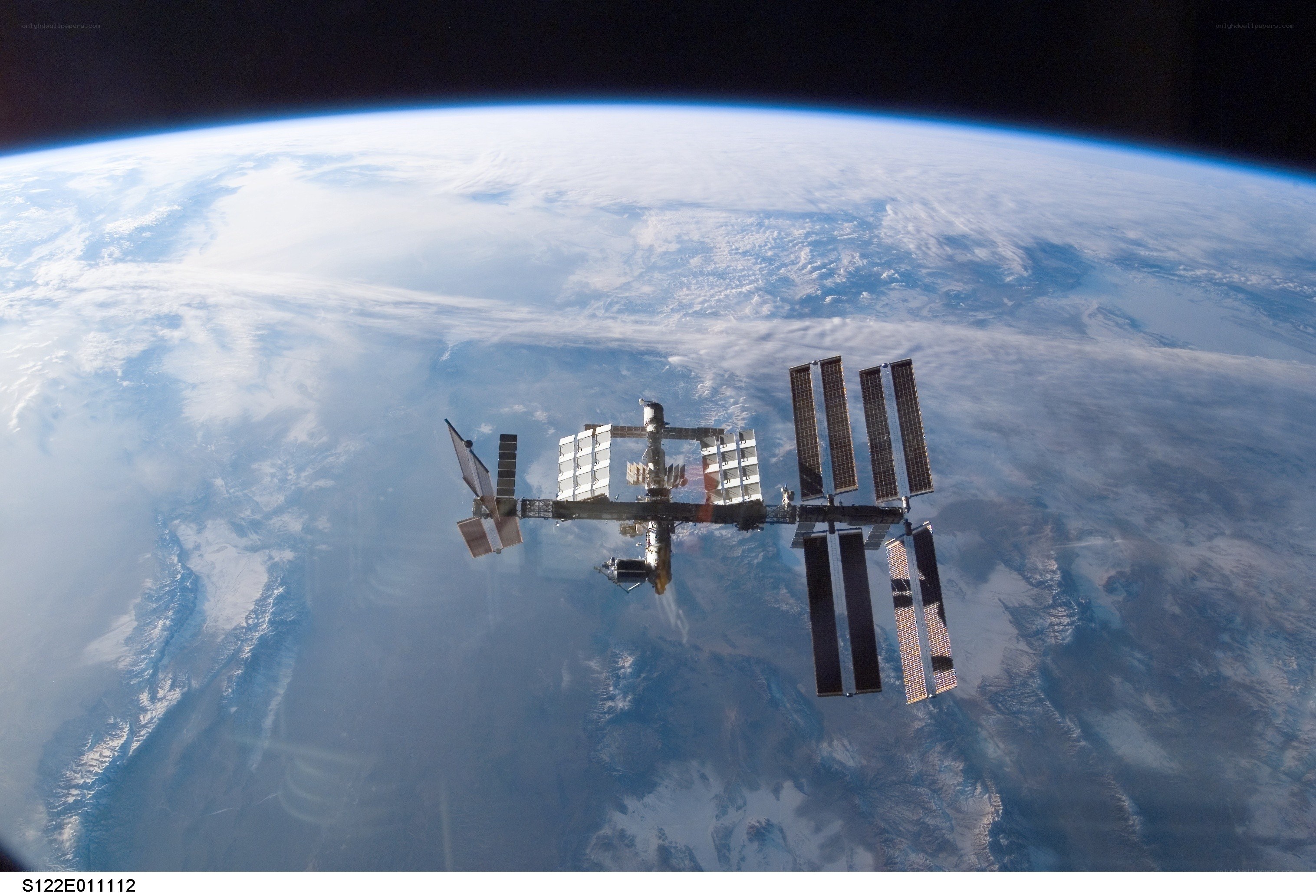 ISS over Earth from space