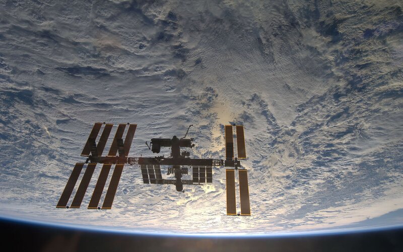 ISS over Earth from space