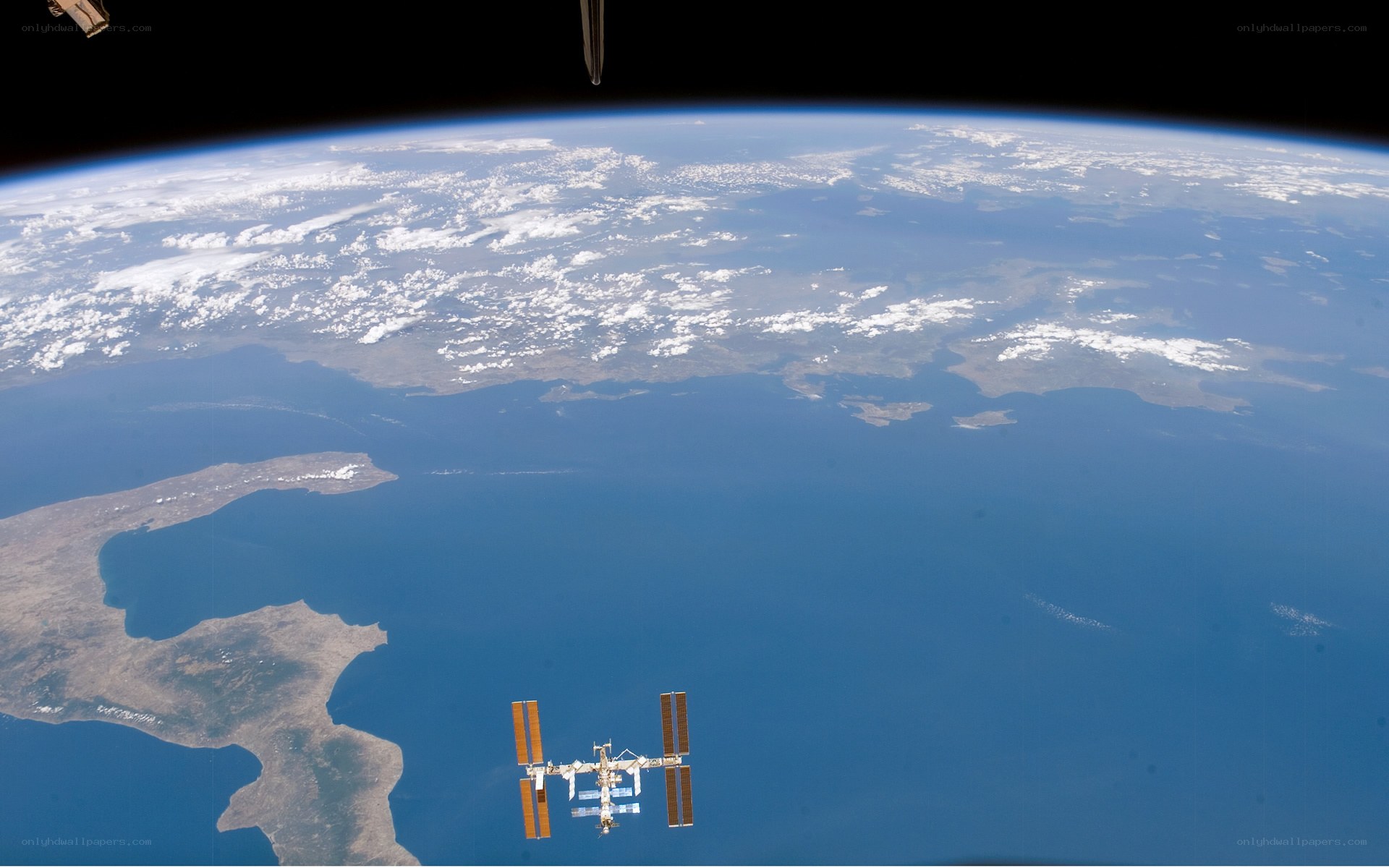 ISS over Earth from space