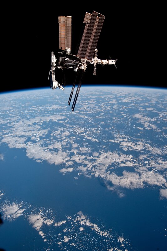 ISS over Earth from space