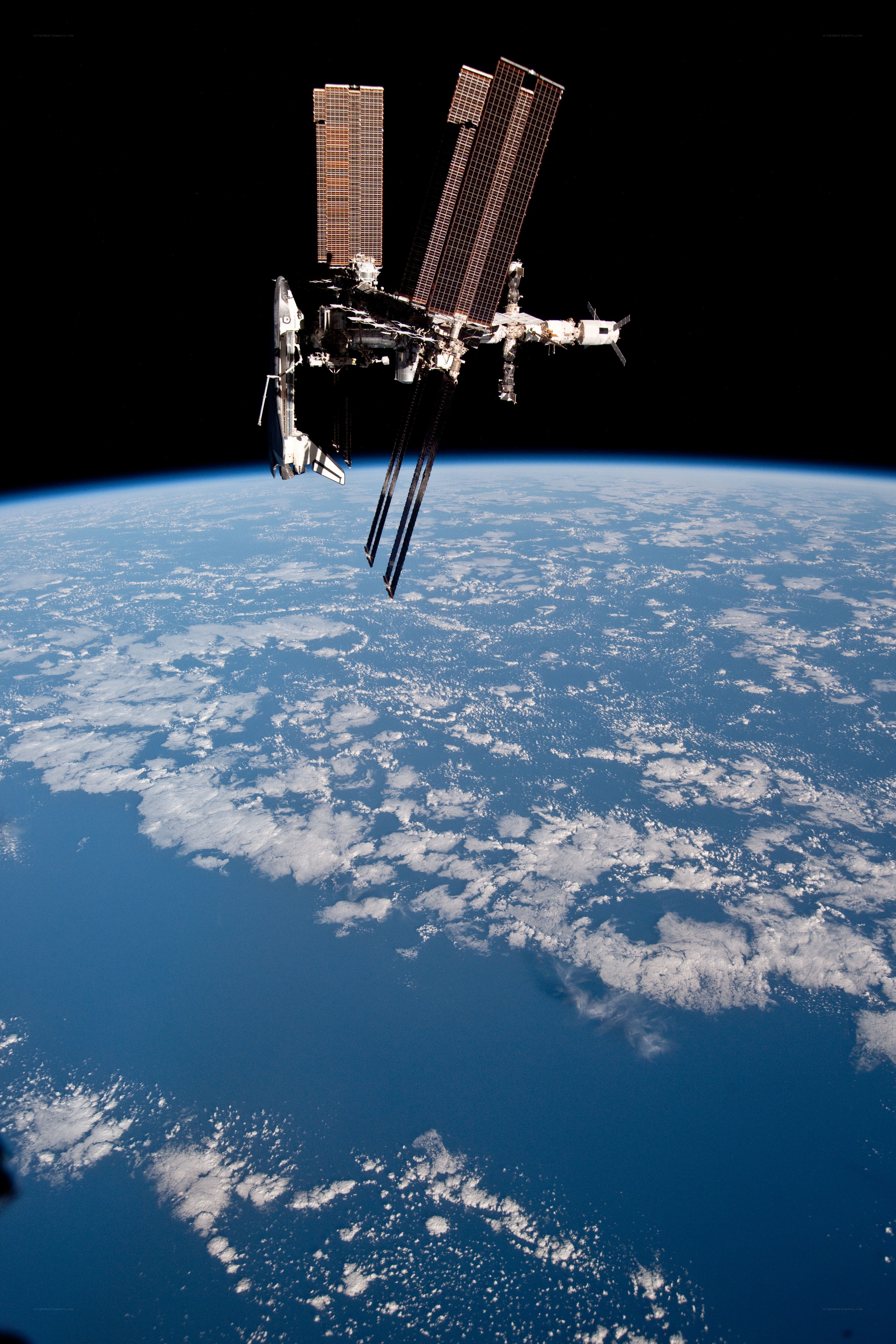 ISS over Earth from space