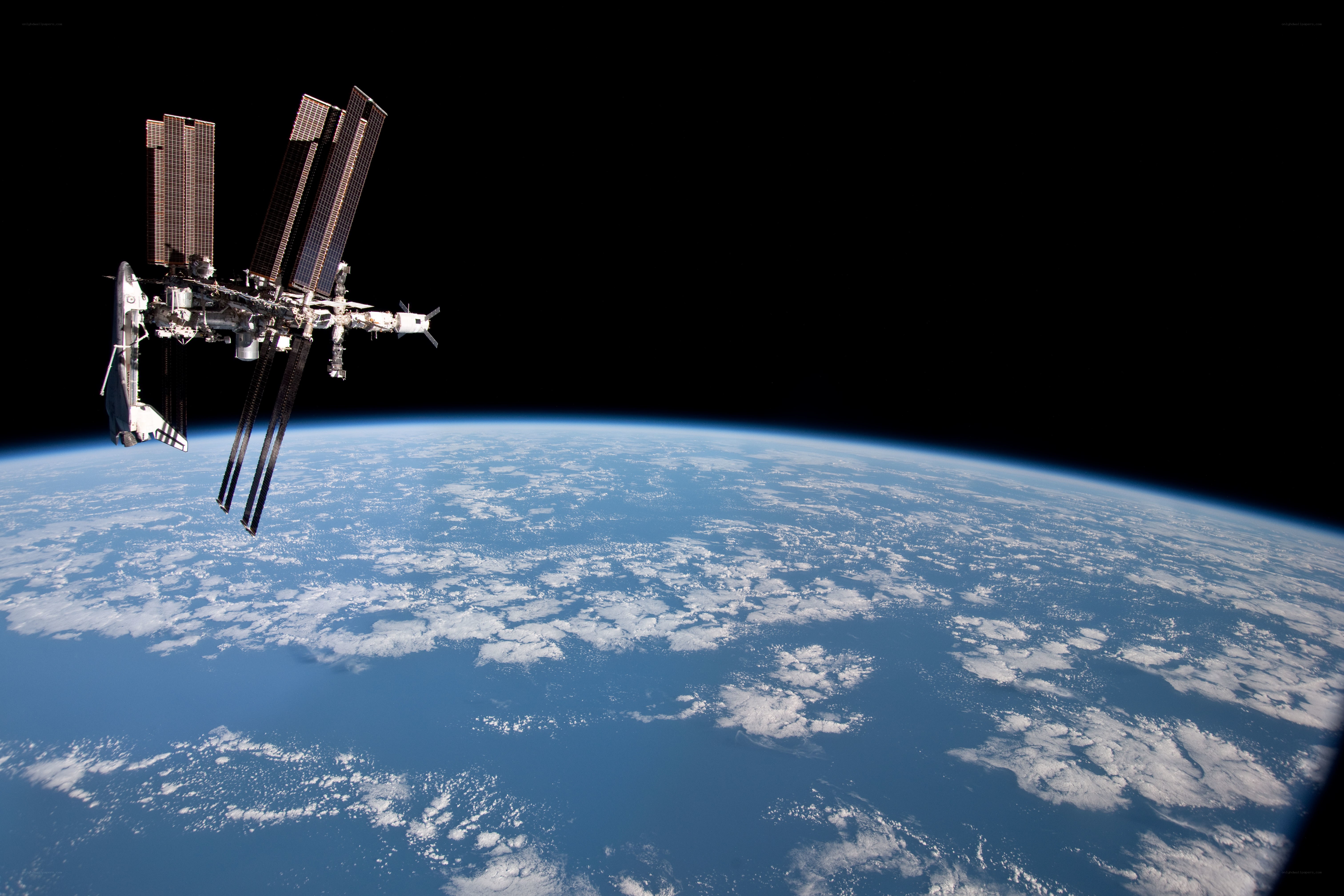 ISS over Earth from space