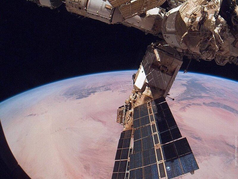 ISS over Earth from space