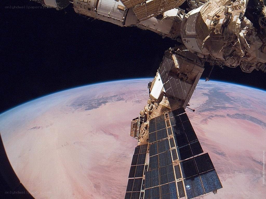 ISS over Earth from space