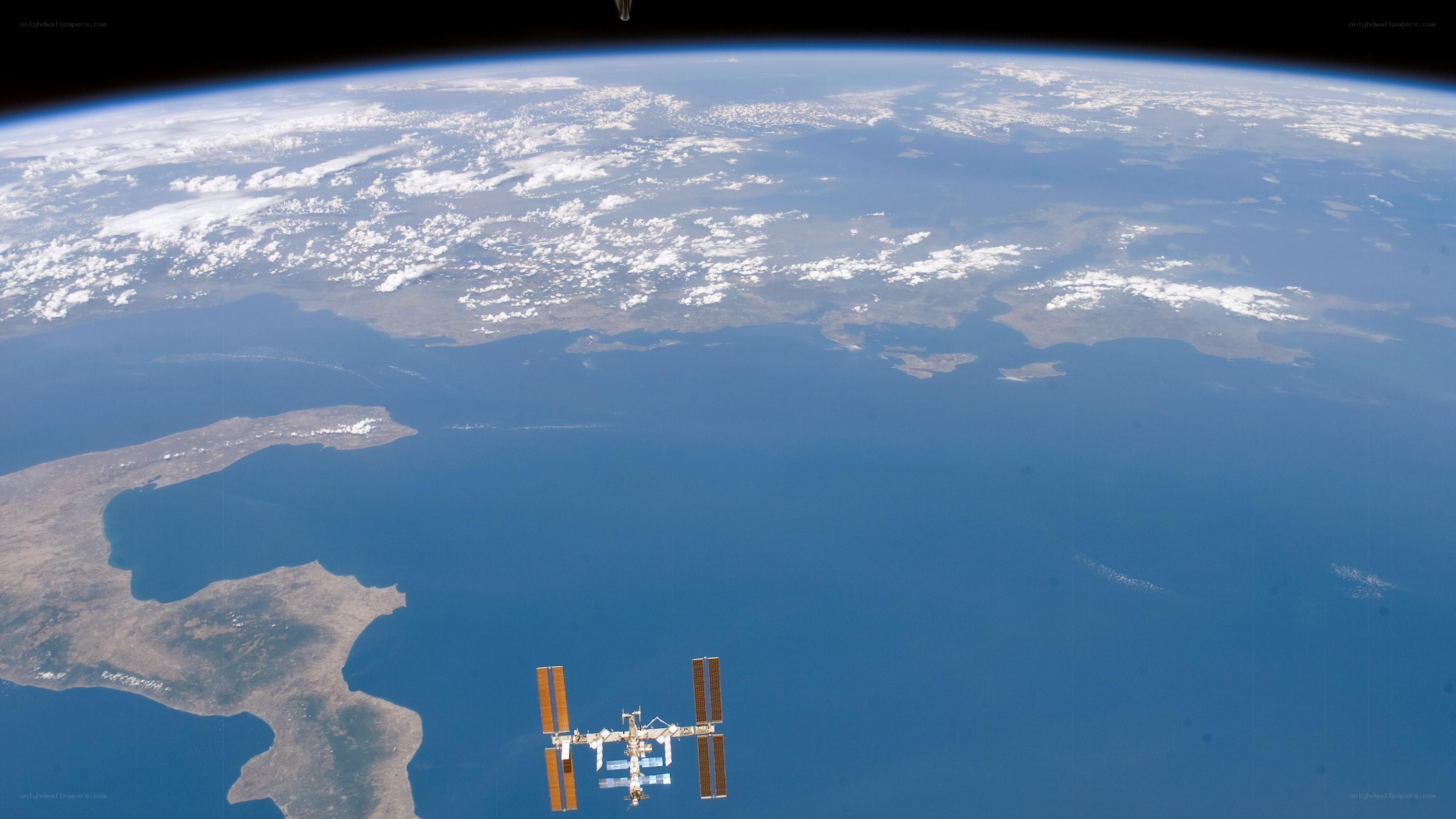 ISS over Earth from space