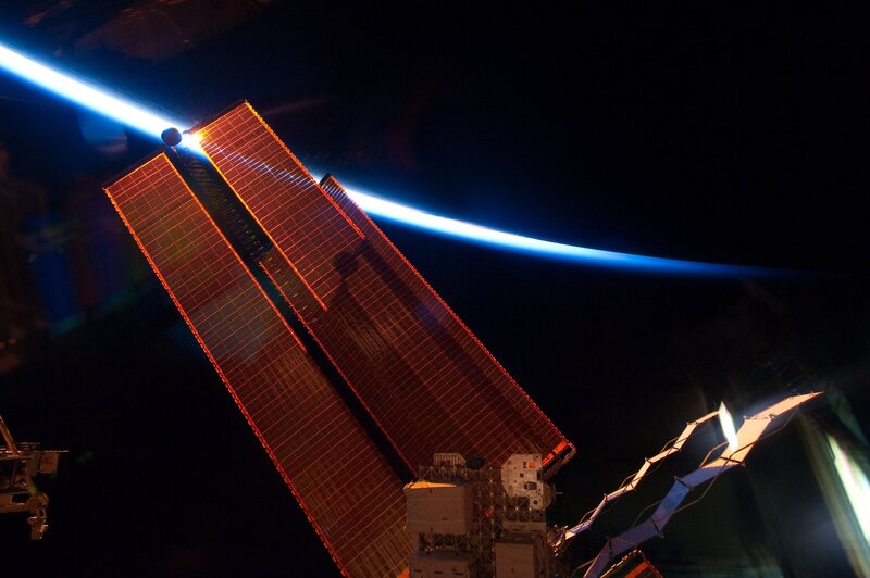ISS solar panels at night
