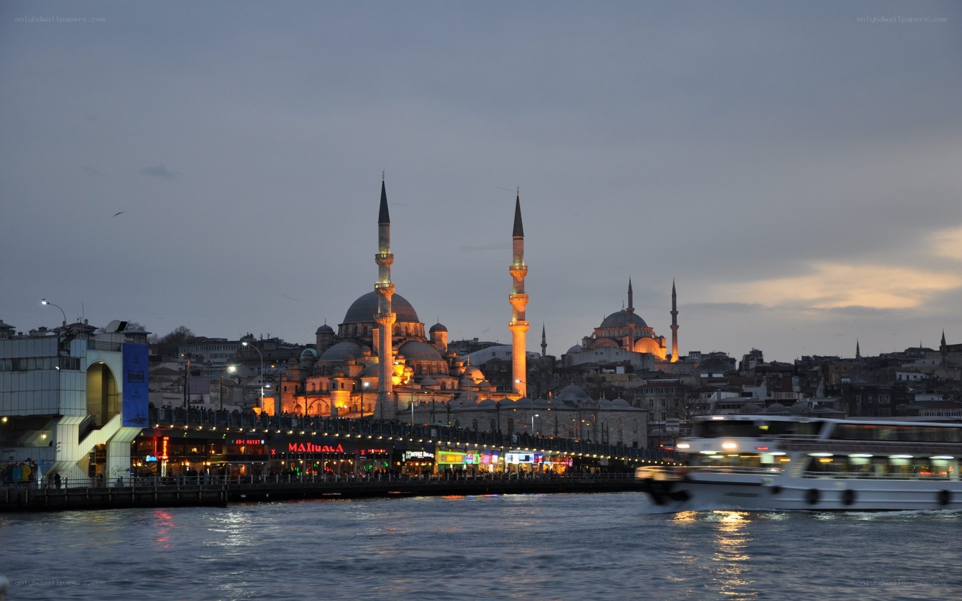 Istanbul at dusk with mosques