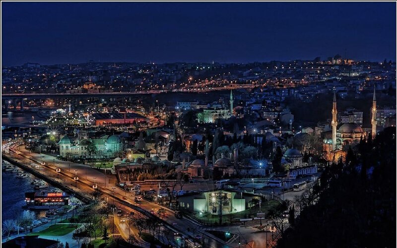 Istanbul at night from a hill
