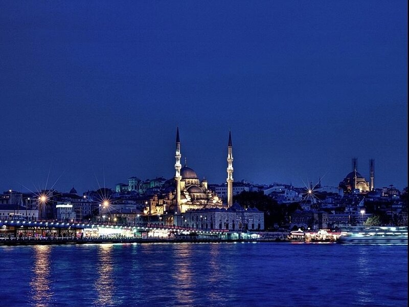 Istanbul at night with mosques