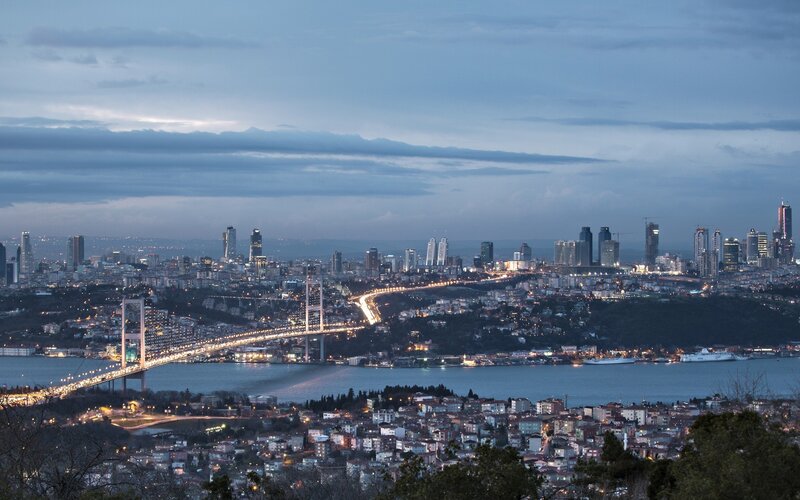 Istanbul Cityscape at Dusk — Blue