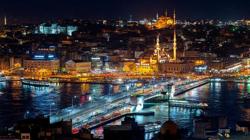 Istanbul Cityscape at Night — Black