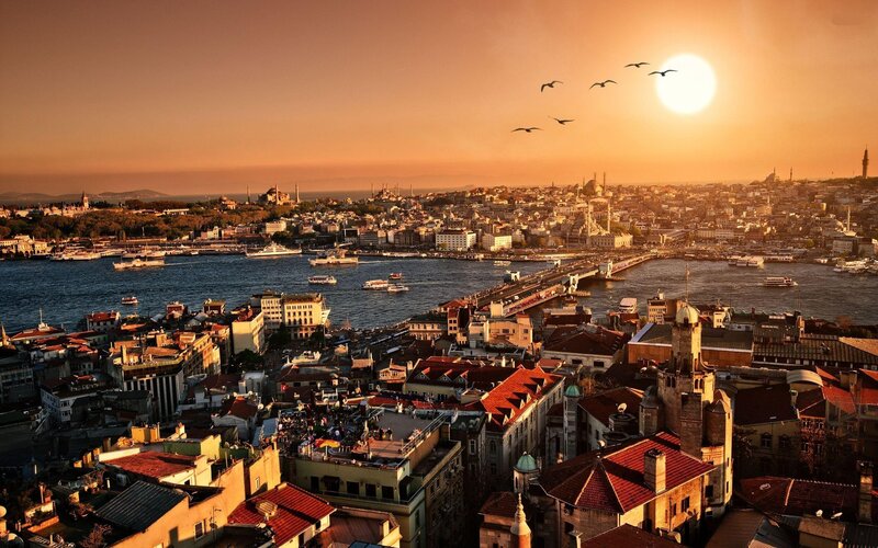 Istanbul Cityscape at Sunset — Orange