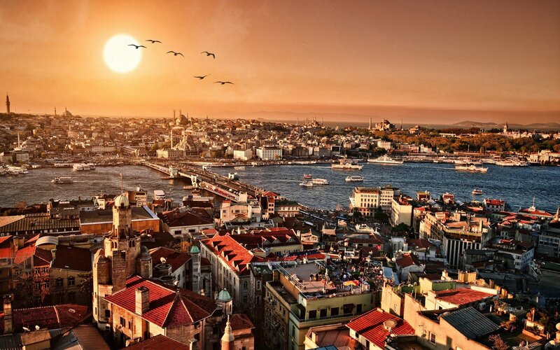 Istanbul Cityscape — Orange, Serene