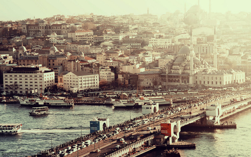 Istanbul Cityscape — Sepia, Dramatic