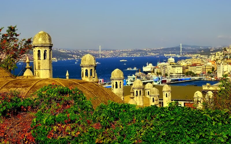 Istanbul Cityscape View — Blue