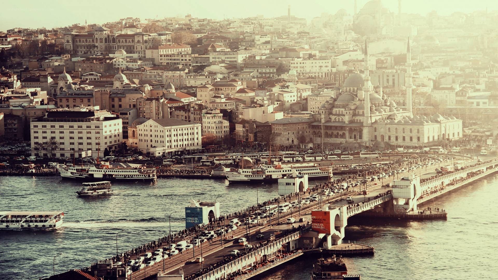 Istanbul cityscape with bridge