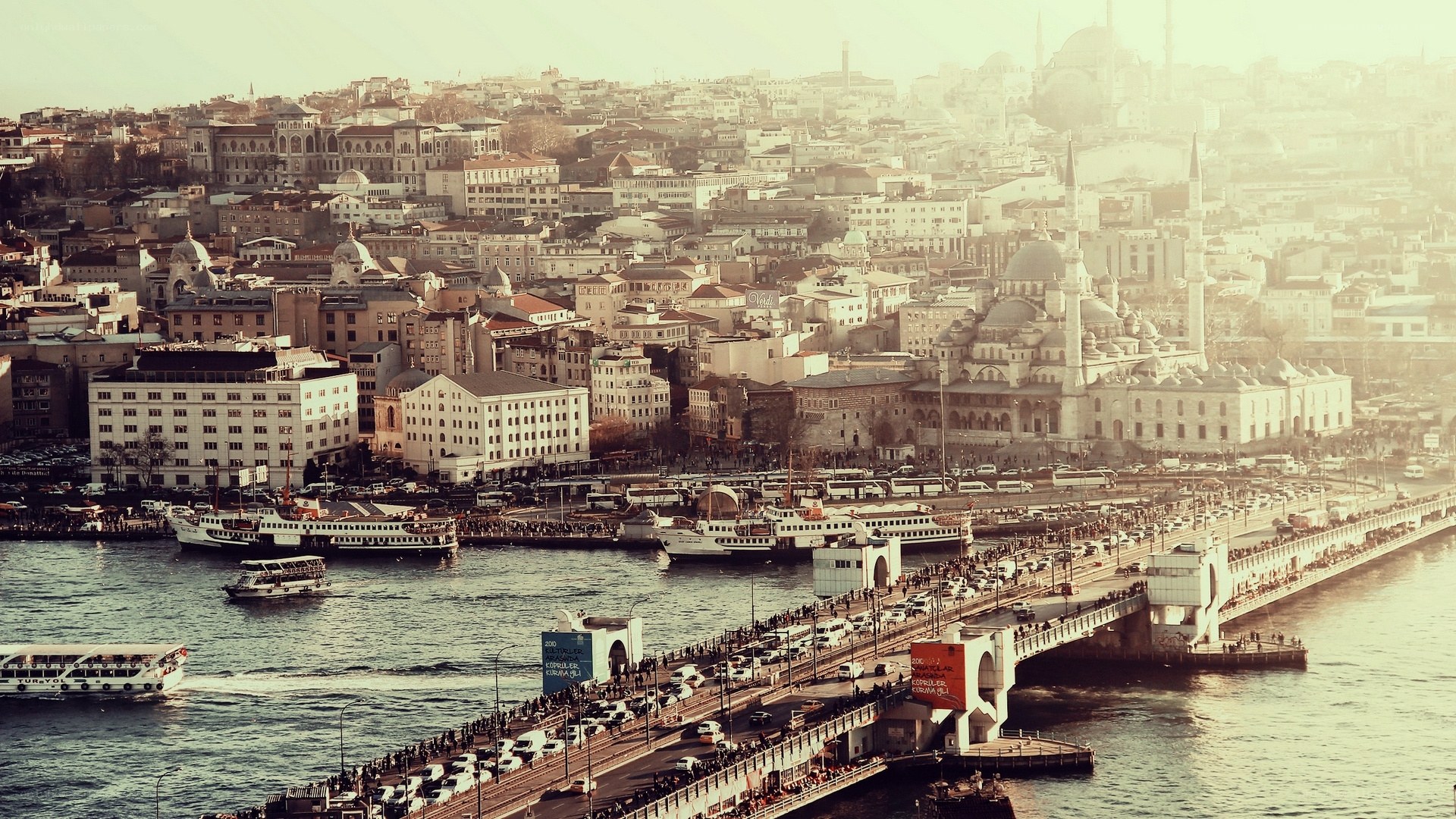 Istanbul cityscape with bridge