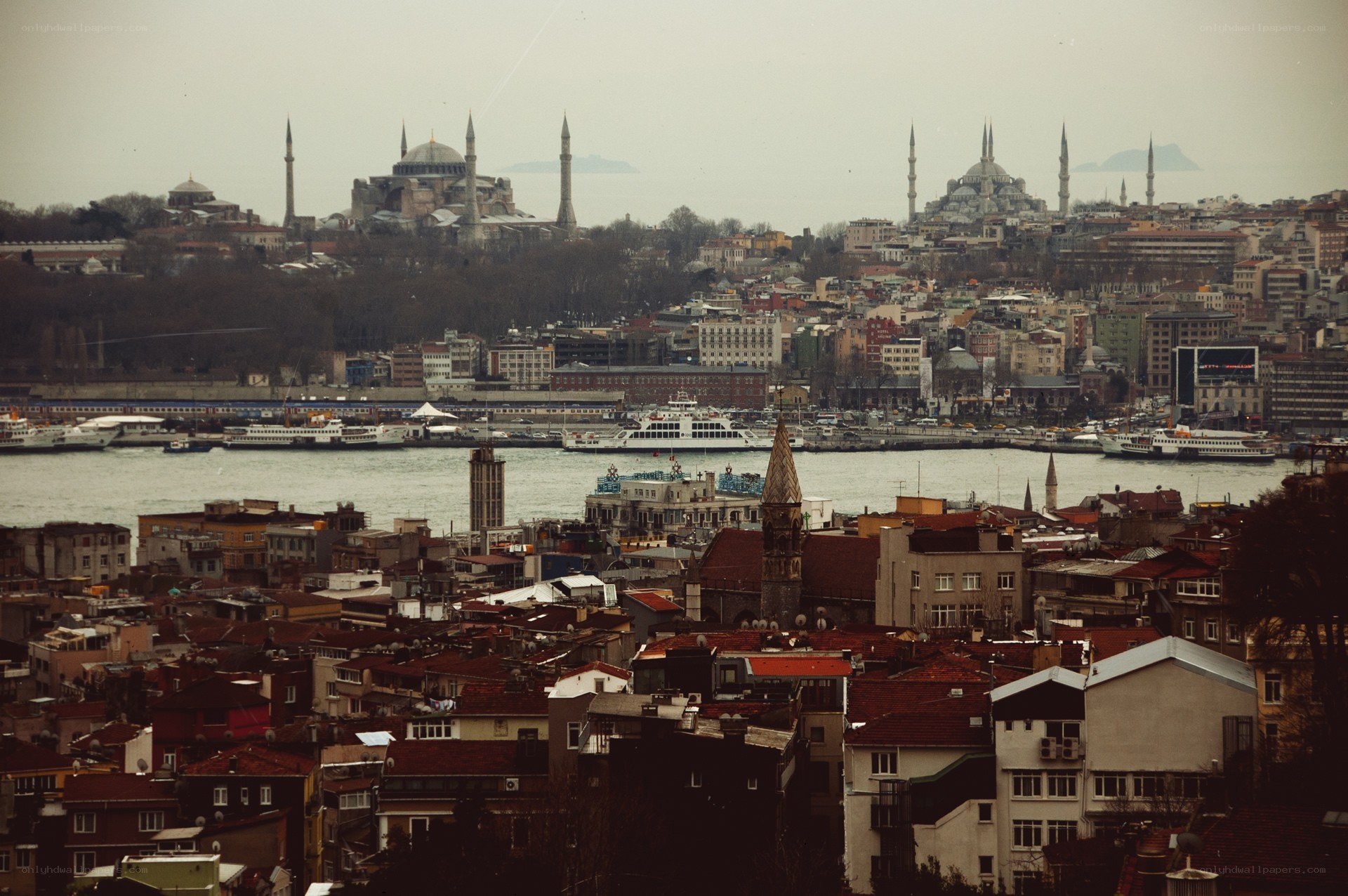 Istanbul cityscape with historic landmarks