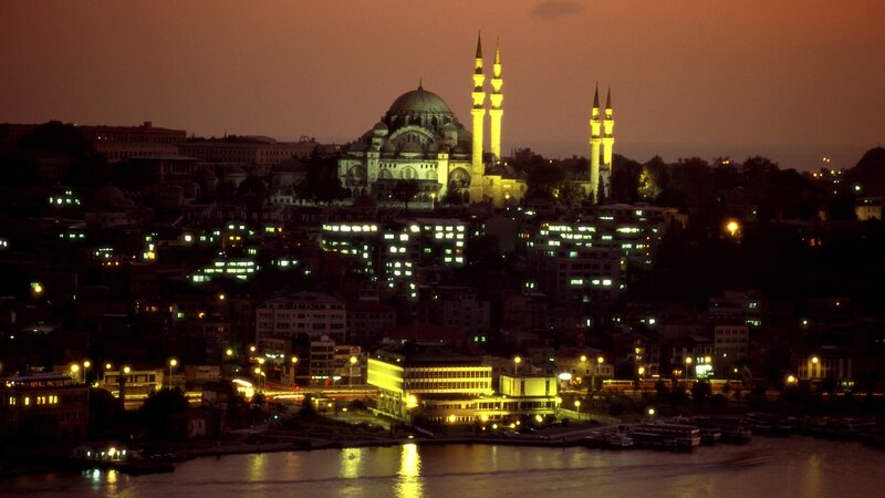 Istanbul mosque at dusk