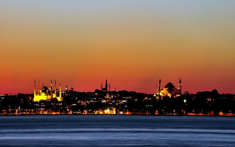 Istanbul Skyline at Dusk — Orange